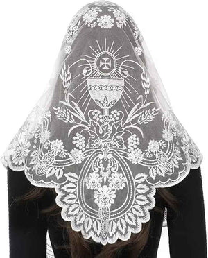 Embroidery Church Lace Mantilla Catholic Chapel Veil Triangular Head Covering Catholic Veil