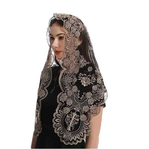 Embroidery Church Lace Mantilla Catholic Chapel Veil Triangular Head Covering Catholic Veil