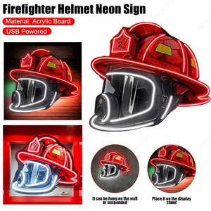 Firefighter Helmet Neon Sign USB Powered High Quality Acrylic Board Art Neon Neon Light Sign Hanging Ornament for Room Wall Deco