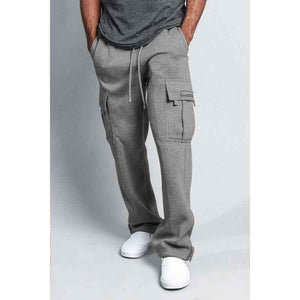 Men'S Solid Fleece Heavyweight Cargo Sweat Pants