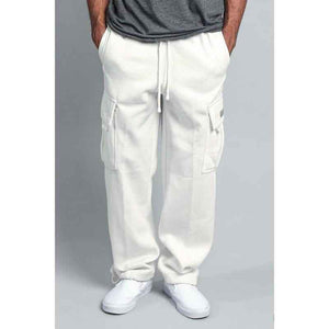 Men'S Solid Fleece Heavyweight Cargo Sweat Pants