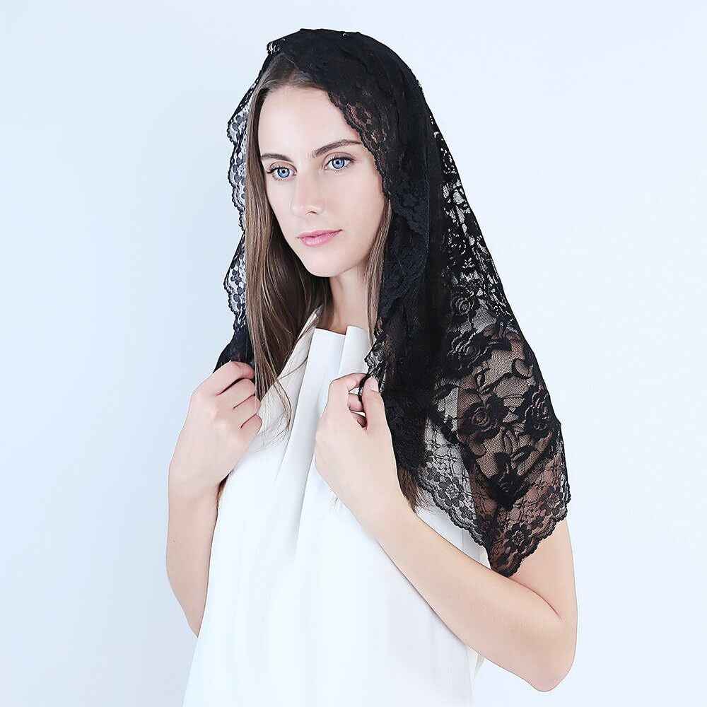 Lace Mantilla Catholic Veil Church Veil Chapel Veil Head Covering Latin Mass ...
