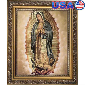 Inspirational Wall Art Our Lady of Guadalupe Framed Artwork 11X13 Decorative Picture with Easel Back and Metal Hangers