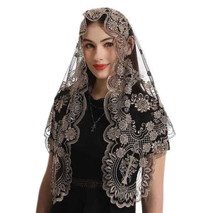 Embroidery Church Lace Mantilla Catholic Chapel Veil Triangular Head Covering Catholic Veil