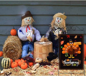 Thanksgiving Garden Flag - 28 X 40 Inch Double-Sided Turkey House Flag for Decoration