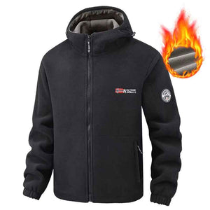 Autumn Winter New Hooded Fleece Jacket Men Outdoor Sports Windproof Tactical Zip Coat Men Warm Thick High Quality Jacket Male