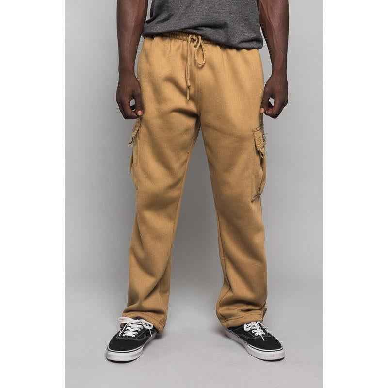 Men'S Solid Fleece Heavyweight Cargo Sweat Pants