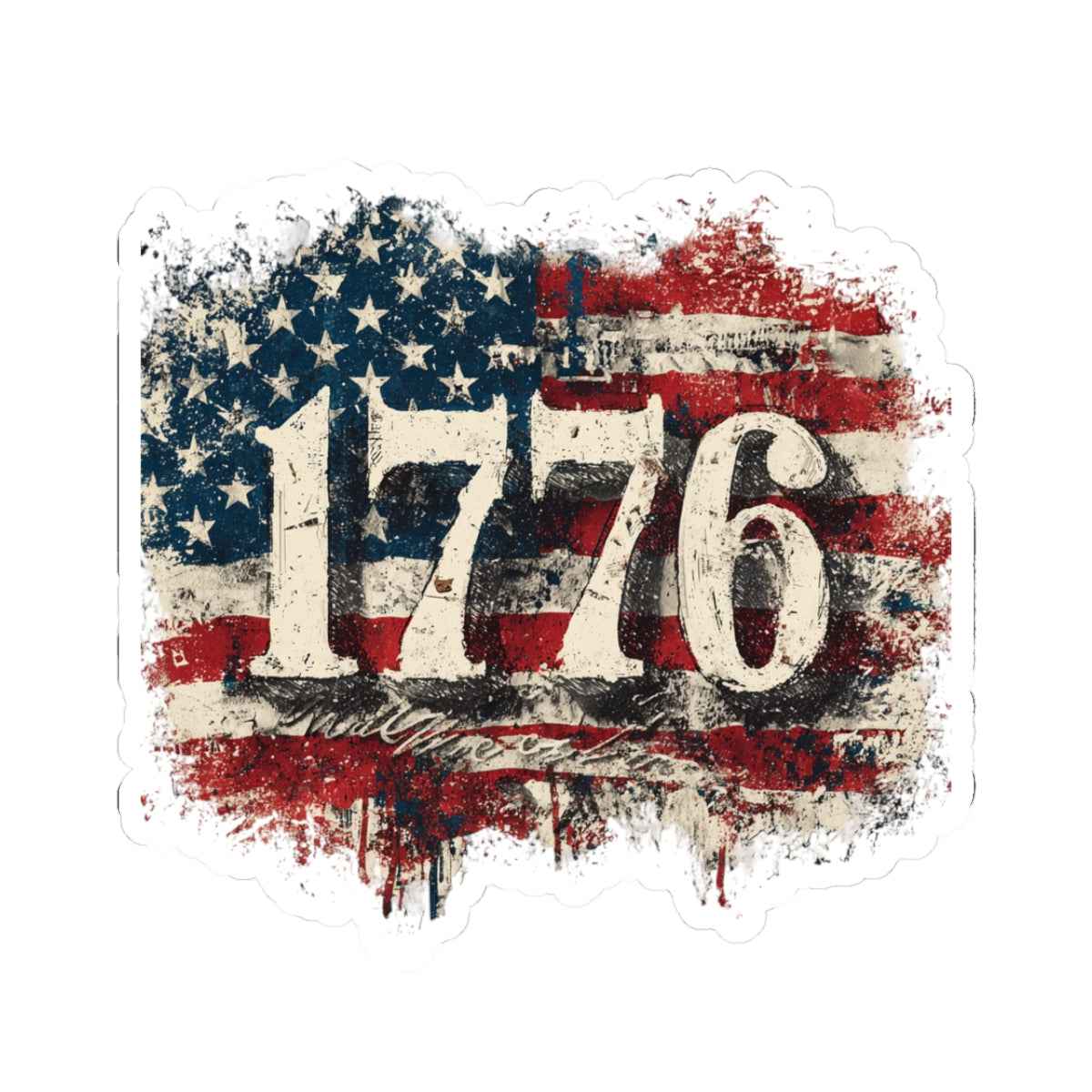 1776 American Flag Sticker — Vintage Patriotic Decal for Laptops, Water Bottles & Gear