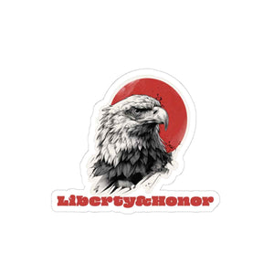 Liberty & Honor Eagle Kiss-Cut Sticker — Patriotic Red Sun Laptop Decal