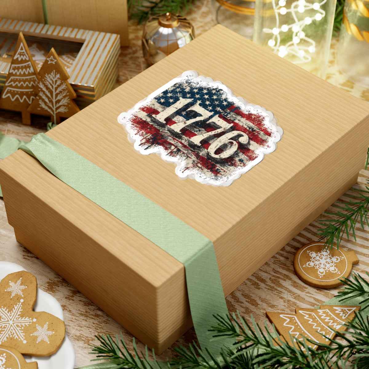 1776 American Flag Sticker — Vintage Patriotic Decal for Laptops, Water Bottles & Gear