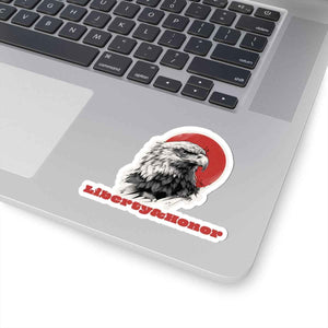 Liberty & Honor Eagle Kiss-Cut Sticker — Patriotic Red Sun Laptop Decal