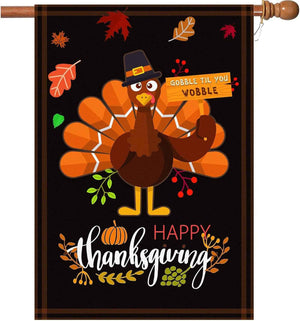 Thanksgiving Garden Flag - 28 X 40 Inch Double-Sided Turkey House Flag for Decoration