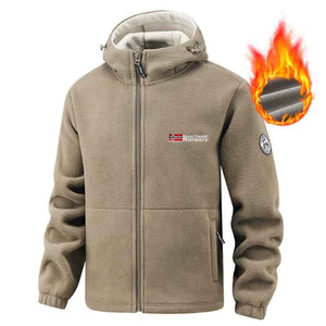 Autumn Winter New Hooded Fleece Jacket Men Outdoor Sports Windproof Tactical Zip Coat Men Warm Thick High Quality Jacket Male