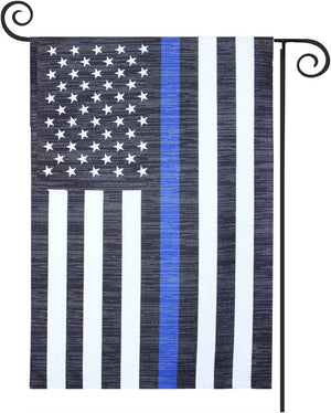 【Update Version】 Blue Line Garden American Flag - 12.5 X 18 Inch Double Sided Police Yard Flags for Honoring Law Enforcement Officers Fade-Resistant