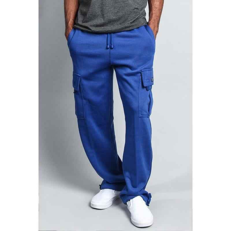 Men'S Solid Fleece Heavyweight Cargo Sweat Pants