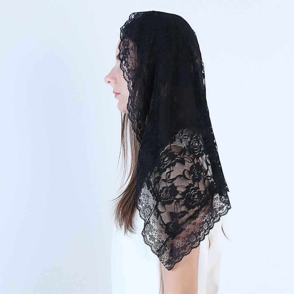 Lace Mantilla Catholic Veil Church Veil Chapel Veil Head Covering Latin Mass ...