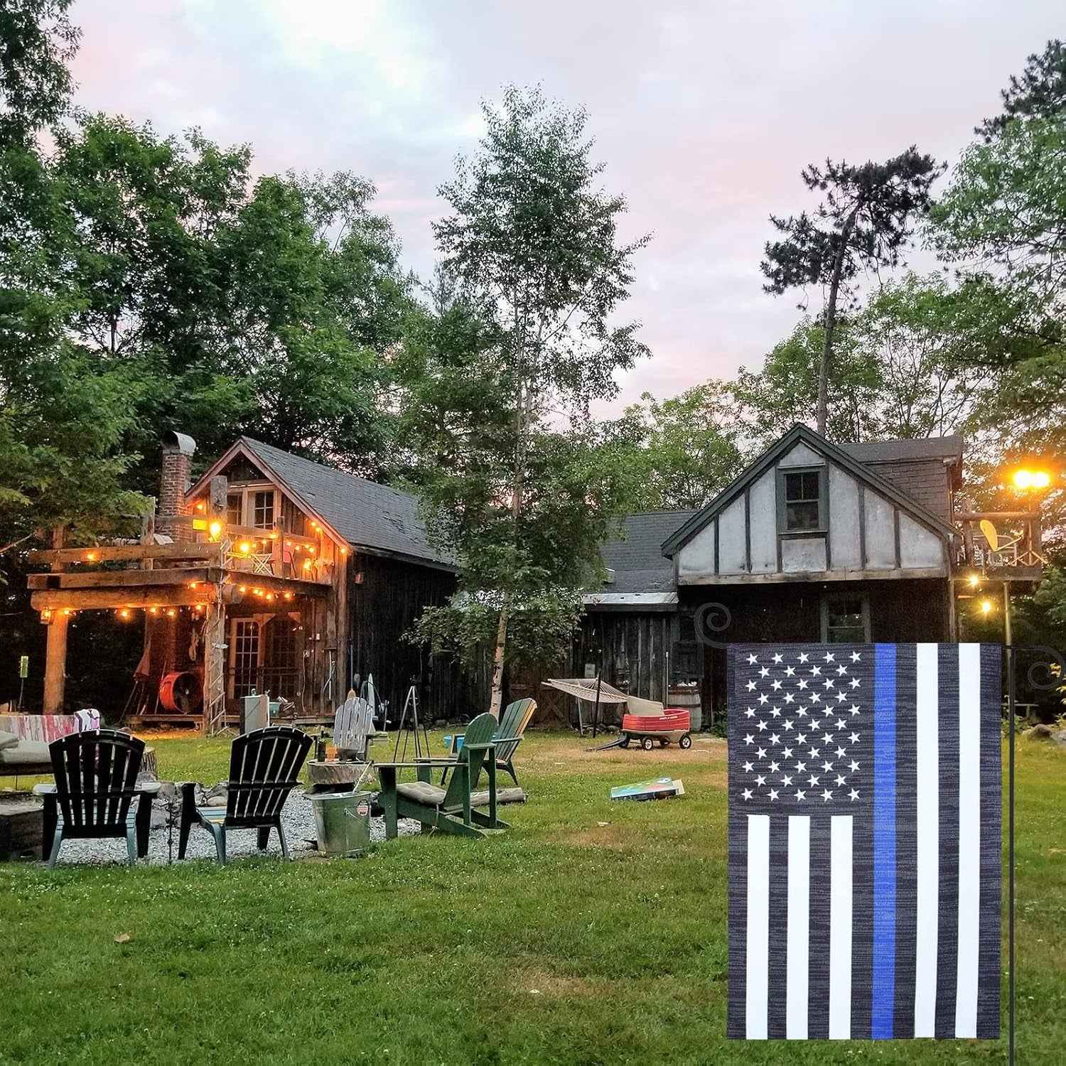 【Update Version】 Blue Line Garden American Flag - 12.5 X 18 Inch Double Sided Police Yard Flags for Honoring Law Enforcement Officers Fade-Resistant