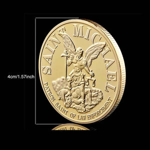 The Archangel with Prayer USA St Michael 1OZ Gold/Silver Plated Challenge Coin USA Collectibles