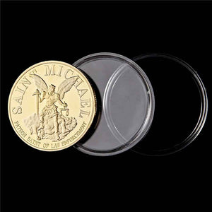 The Archangel with Prayer USA St Michael 1OZ Gold/Silver Plated Challenge Coin USA Collectibles
