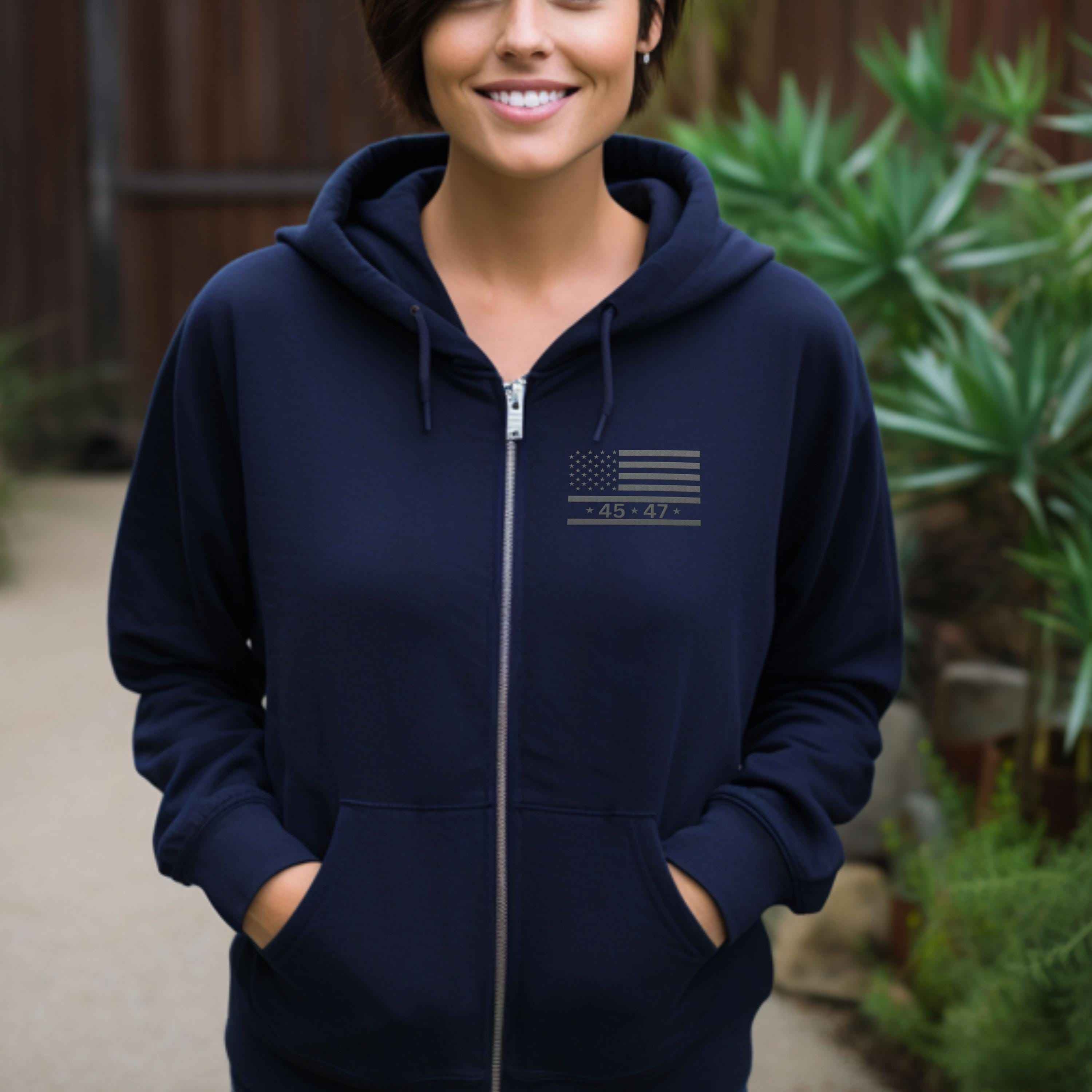 Trump Embroidered Sweatshirt Trump Hoodie Trump Zip up Hoodie Trump Trump 45 47 Sweatshirt MAGA Hoodie Trump Merch Trump Gifts for Men